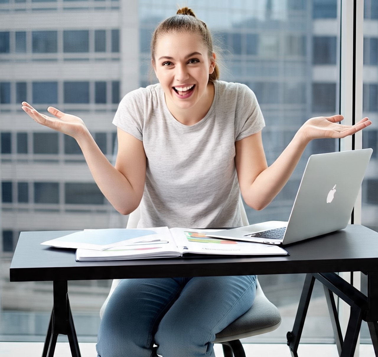 enthusiastic young woman